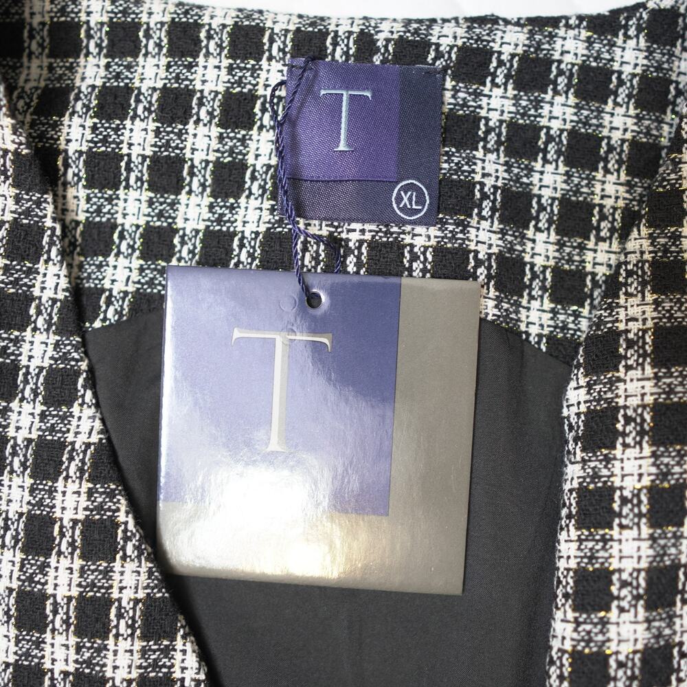 Teen Plaid Blazer Dress Sz XL Open Front Gold Button Double Breasted V-Neck NWT - Picture 3 of 13